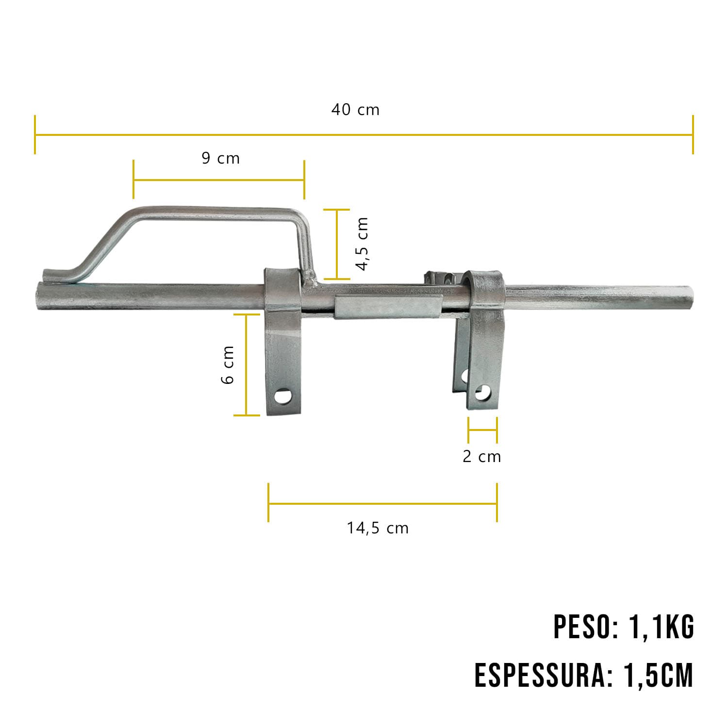 4 Dobradiça Quadrada Nº 04 + 1 Tranca Metralhadora Carabina