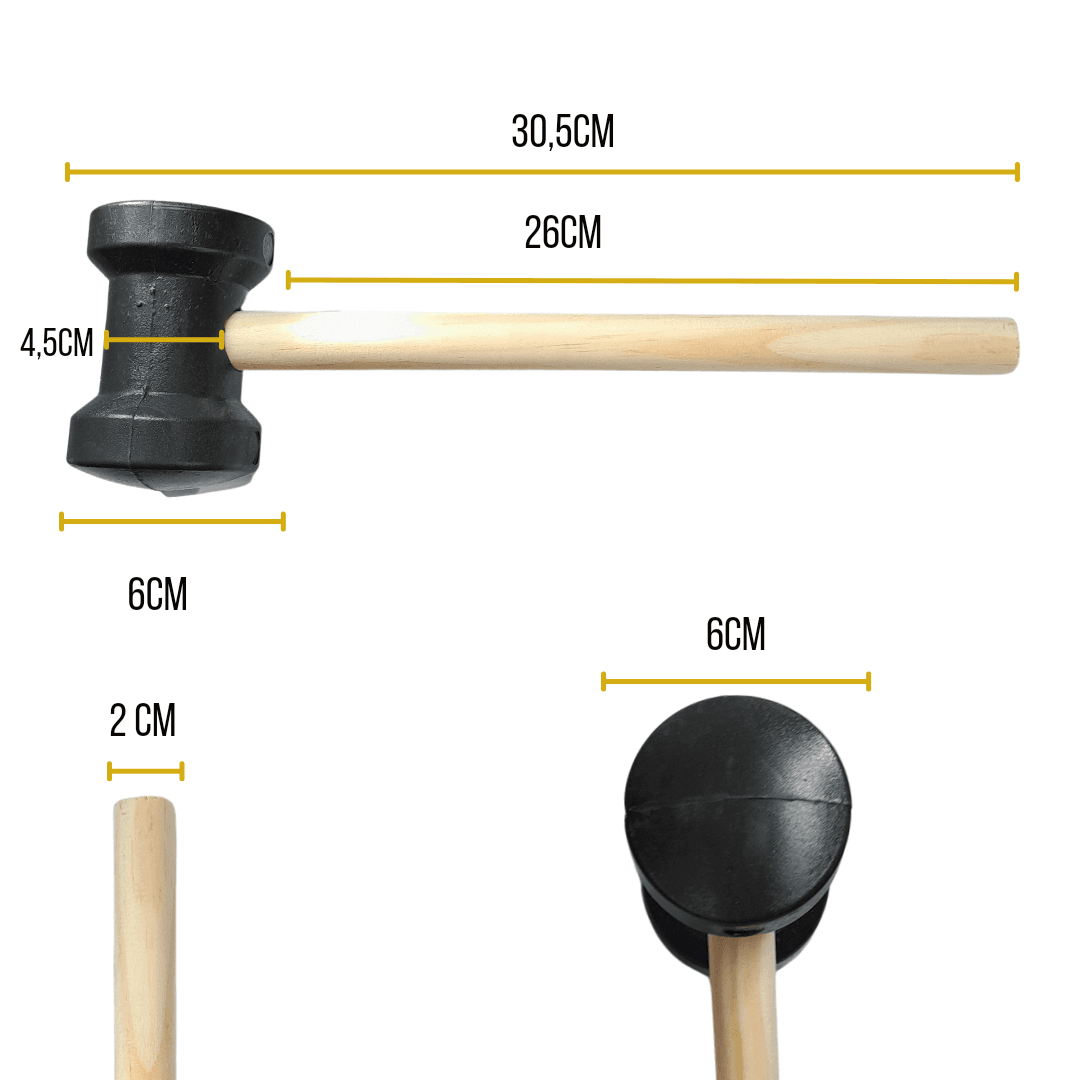 Martelo De Borracha 250g 60mm Preto Para Azulejista