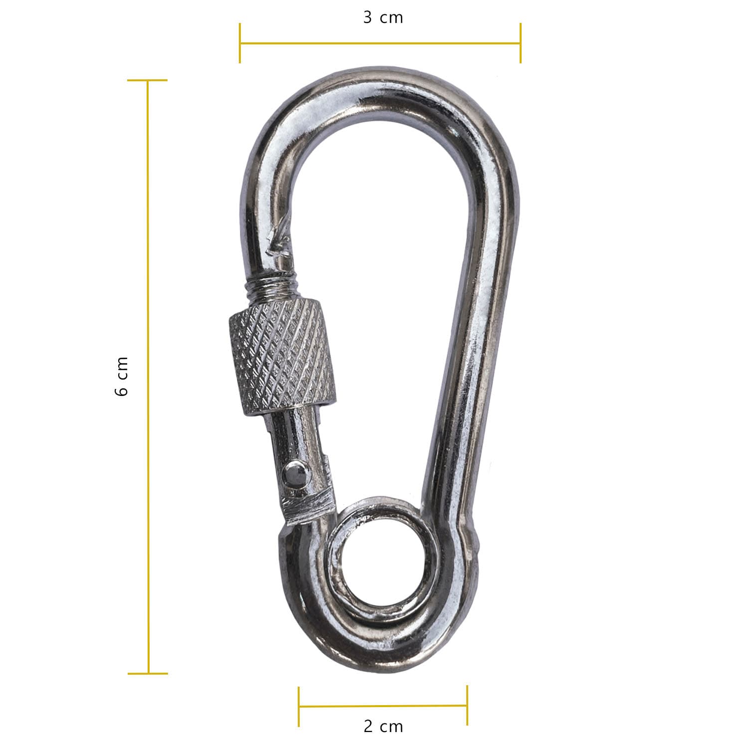 Mosquetão De Aço C/ Trava Rosca Dupla 6 cm 120 KG