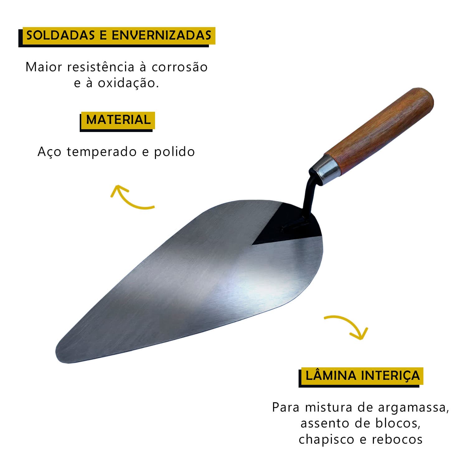 Colher Para Pedreiro Canto Oval 10" Soldada TARZA