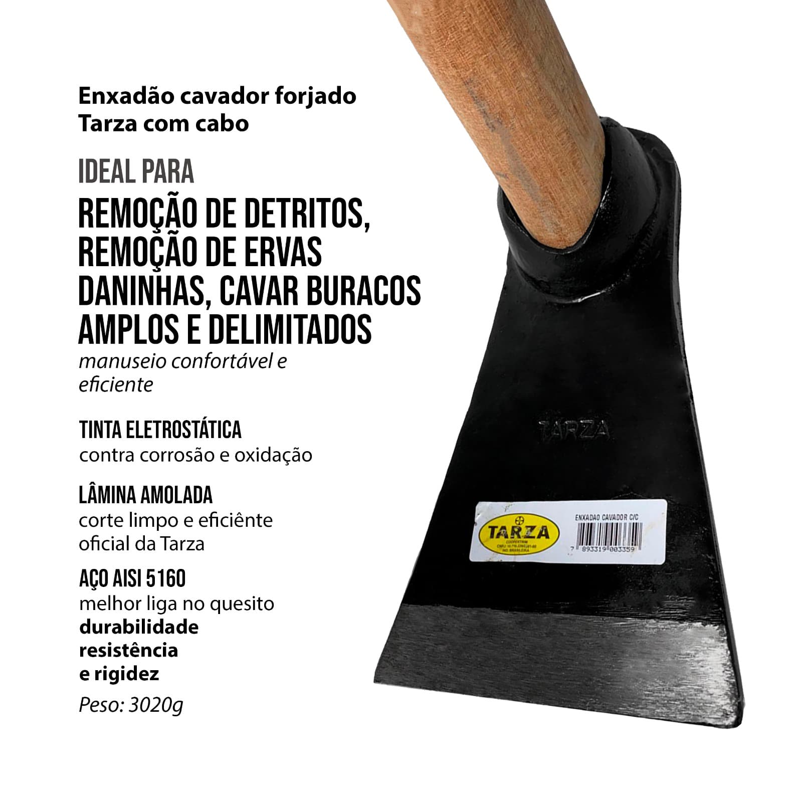 Enxadão Cavador Forjado Tarza Com Cabo