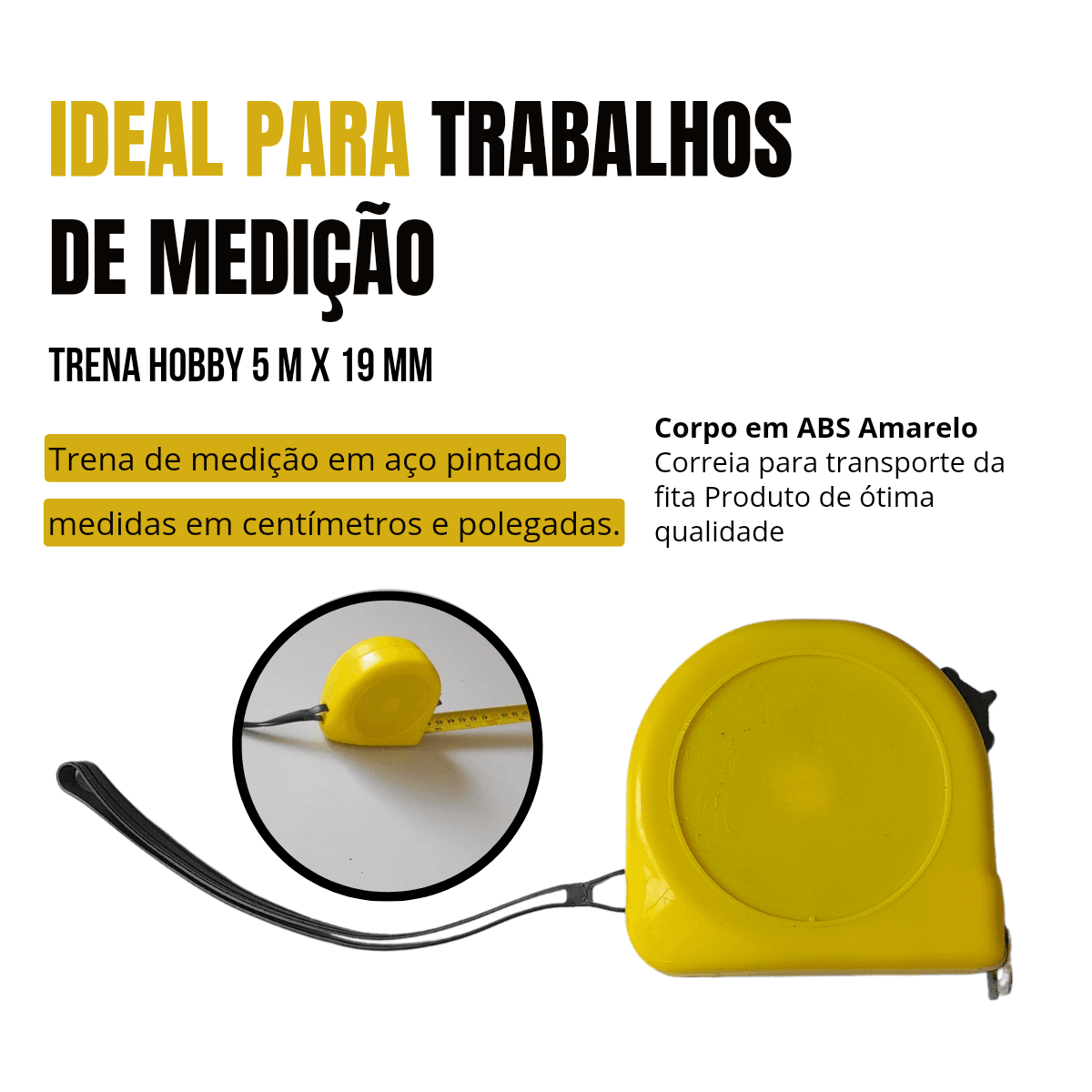 Trena Métrica Hobby 19mm X 5 Metros Trava Alça Freio Gancho