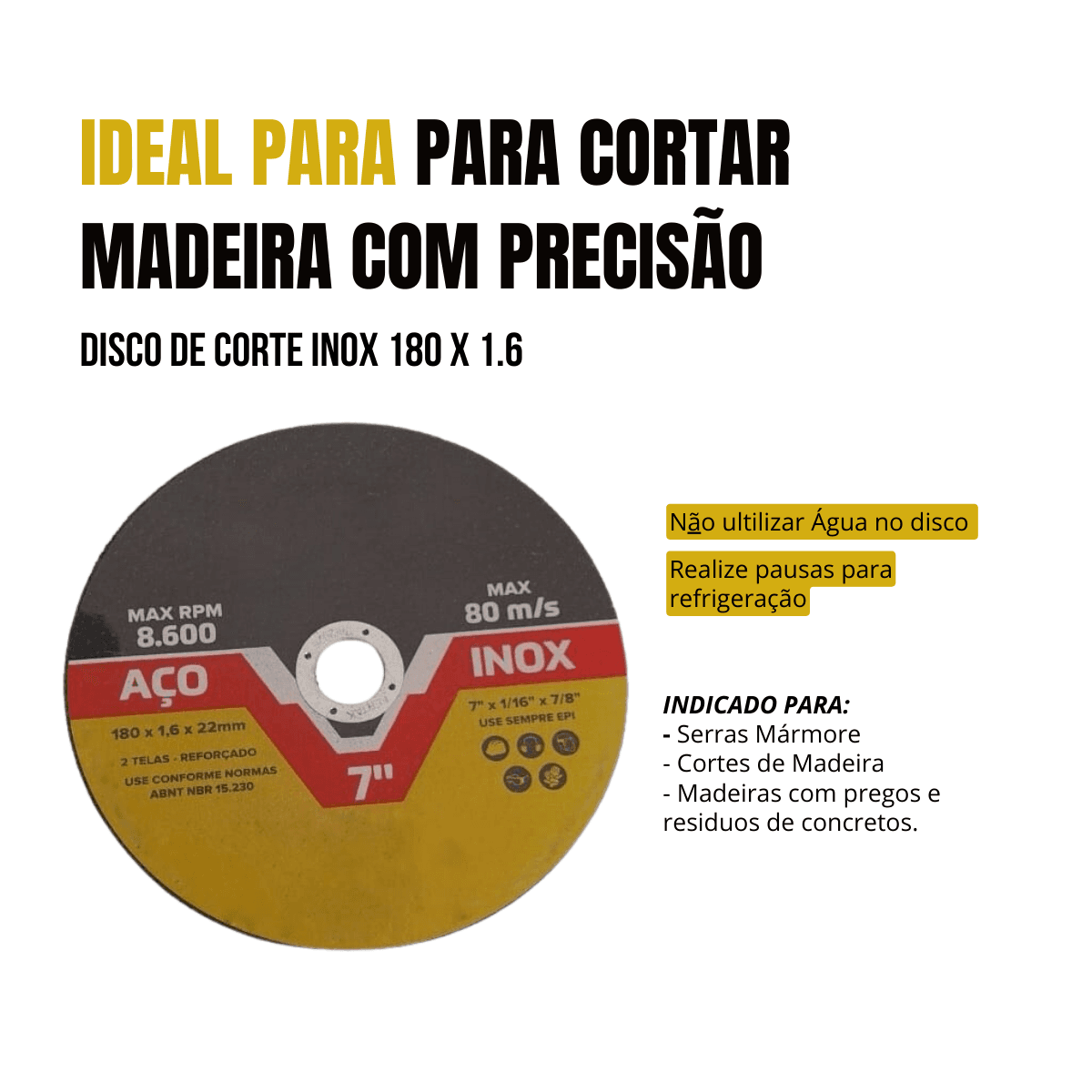 06 Discos De Corte Inox Ferro 180 X 1,6