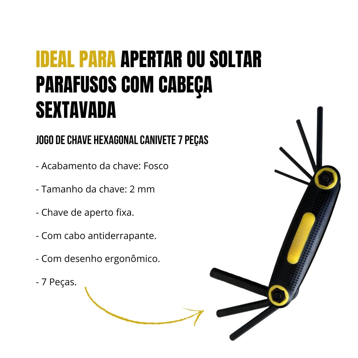 Jogo Chaves Allen Hexagonal Curta Canivete 1,5-8mm 7 Peças