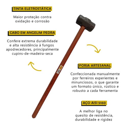 Marreta Forjada 4kg Tarza Com Cabo