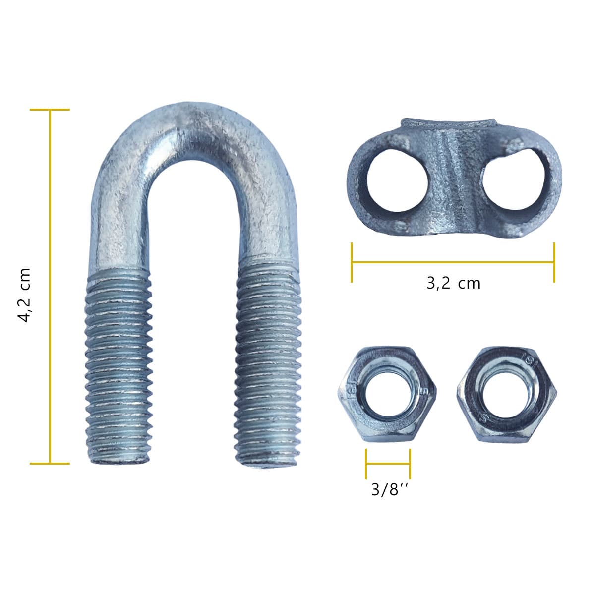 Grampo Clips Para Cabo De Aço 3/8 (10mm) Galvanizado