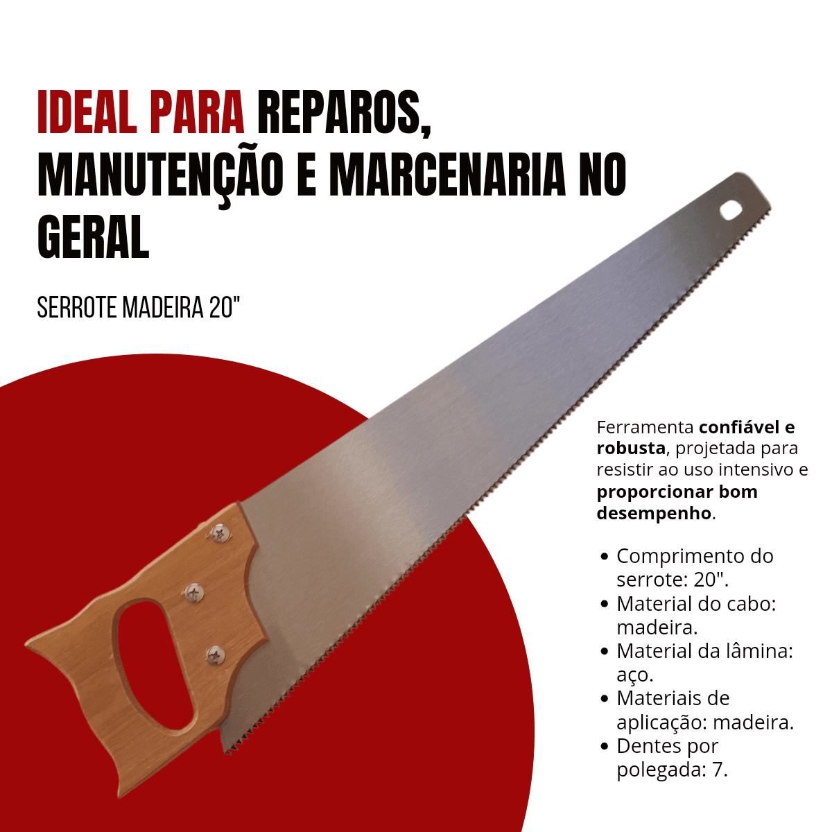 Serrote Para Madeira 20" 550 MM Temperado