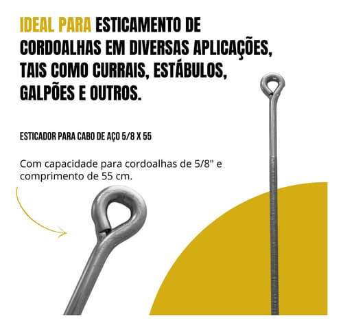 Esticador Para Cordoalha 5/8 X 55 Cm 5 Unidades Tarza