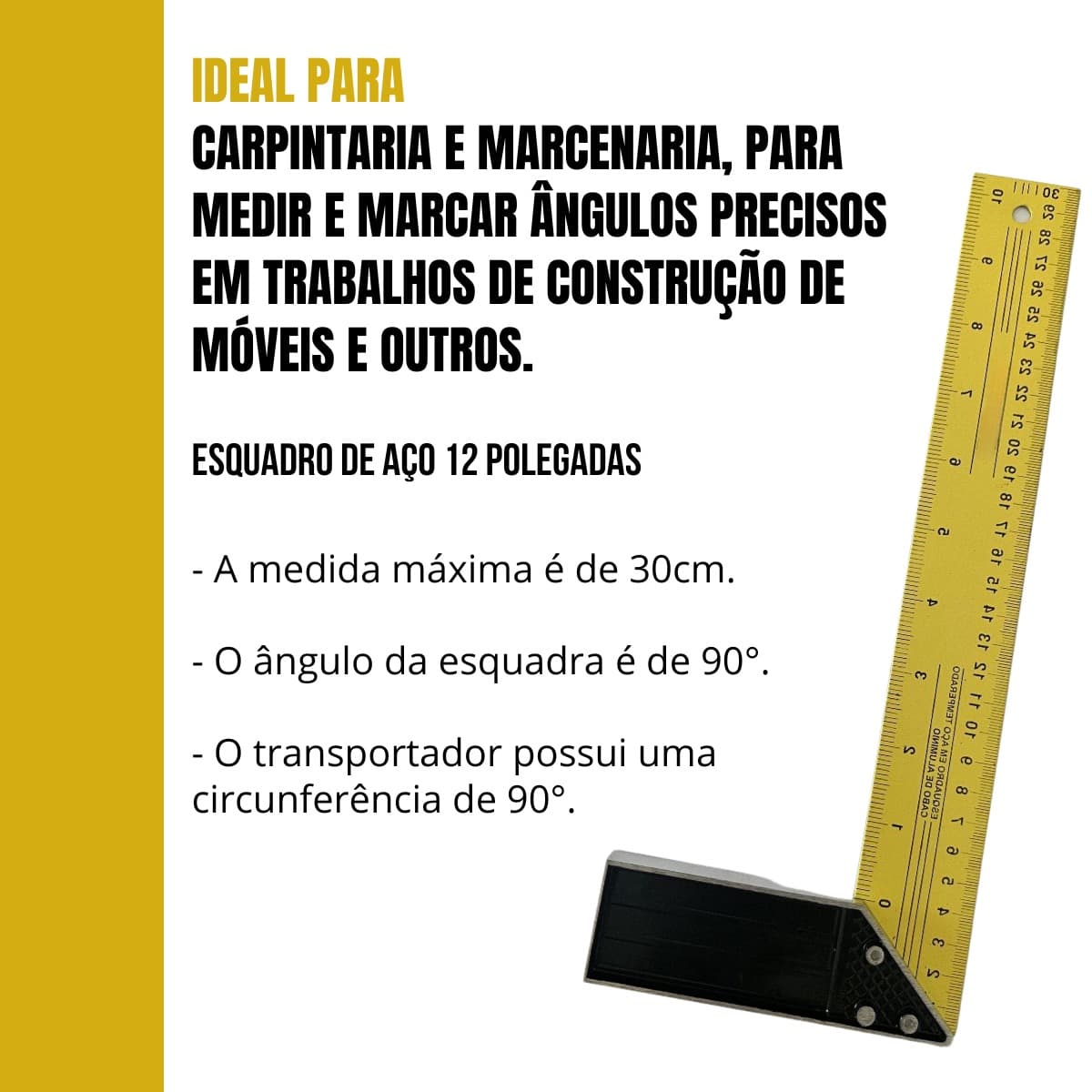 Esquadro De Aço Com Cabo De Alumínio 12 Pol Profissional