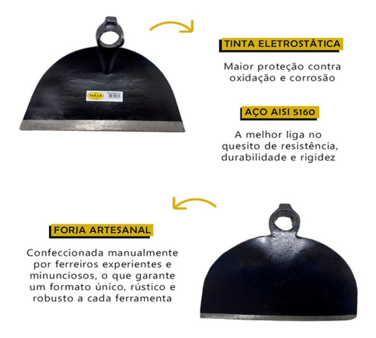 Enxada Larga Goivada Forjada Tarza 3,0 Sem Cabo Amolada