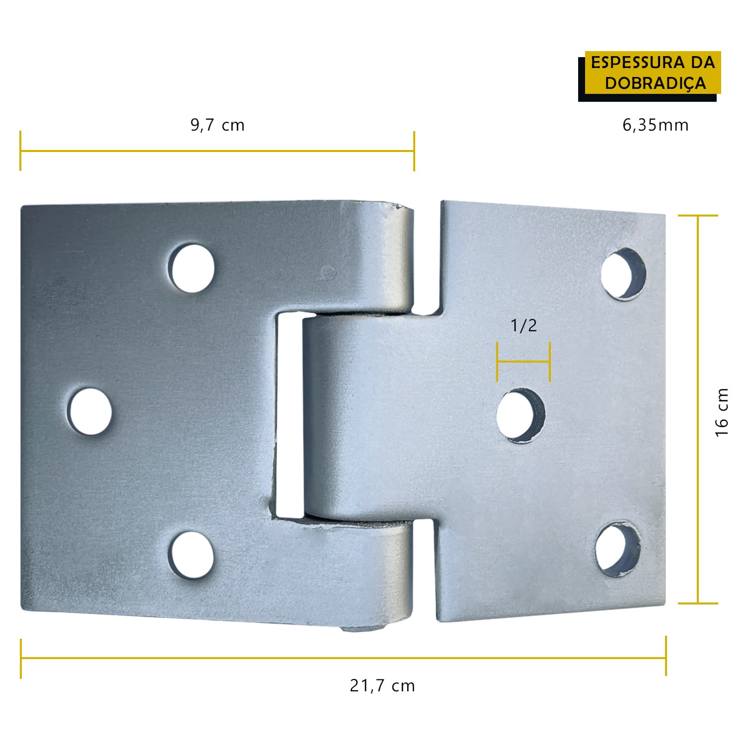 Dobradiça Quadrada Nº 04 Aço Furo 1/2 Tarza