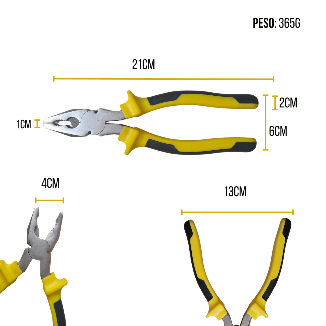 Alicate Universal 8" Pol Cabo Emborrachado Profissional 6 Un