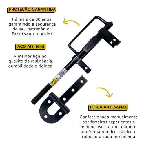 2 Un Dobradiça 220 Mm + 2 Un Tranca Metralhadora Tarza