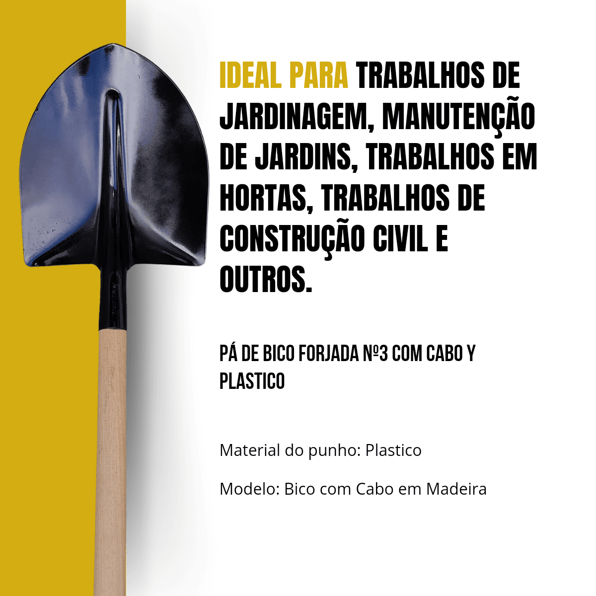 Pá De Bico Ajuntadeira Forjada Nº3 Com Cabo Madeira 110 Cm
