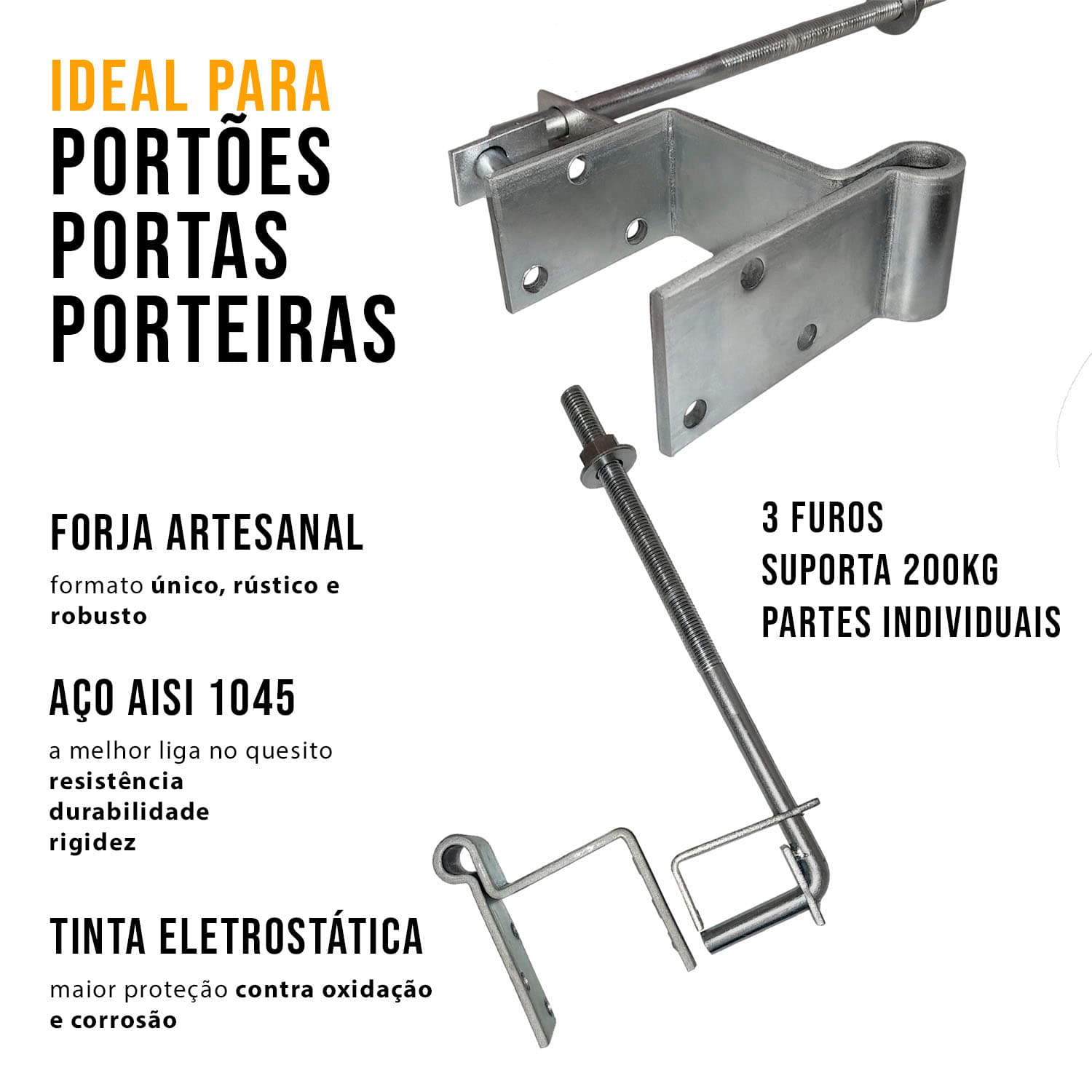 Dobradiça De Porteira Boca De Lobo Lateral 95 MM TARZA