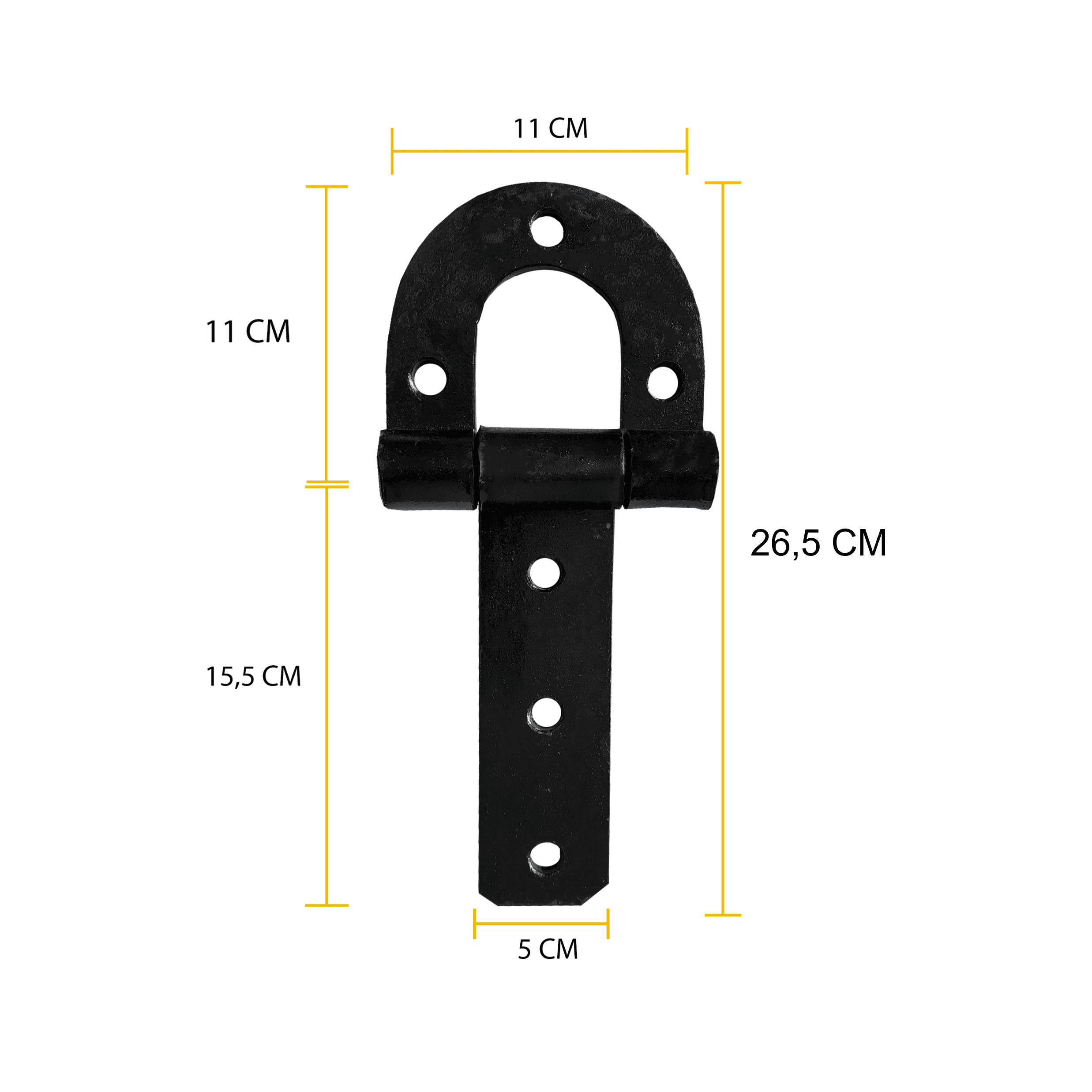 4 Dobradiça Porteira Ferradura 265mm + 1 Tranca Tramela