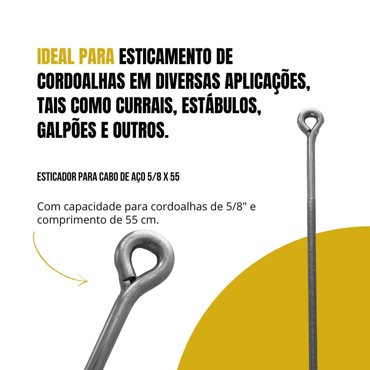 Esticador De Cordoalha 5/8 X 55 Cm C/ Porca E Arruela Tarza