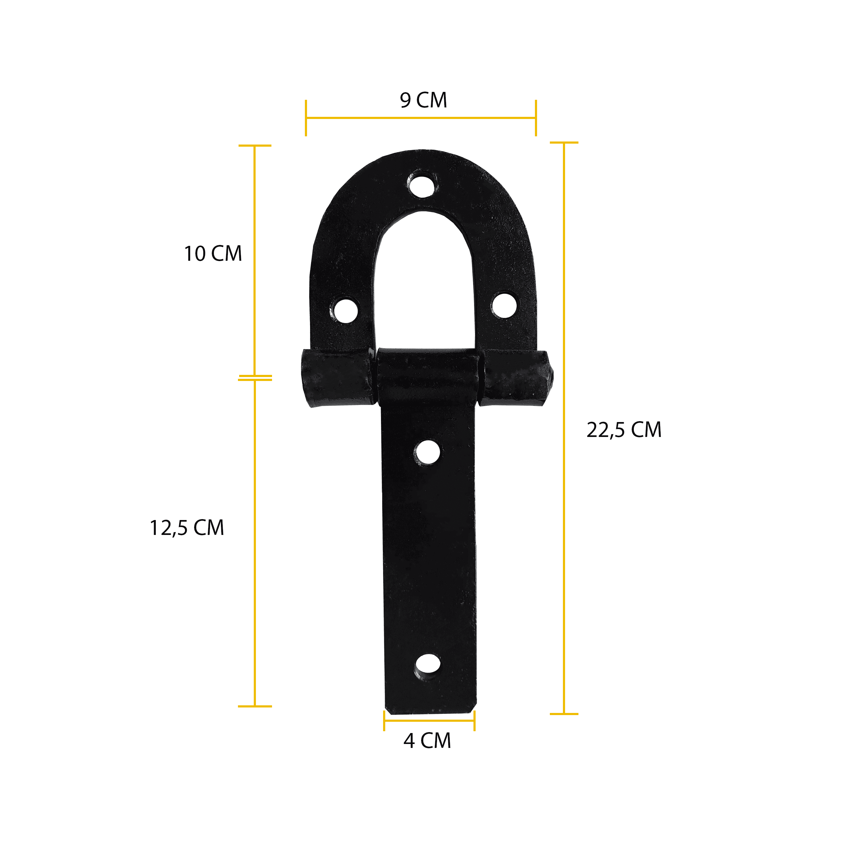 4 Dobradiça Porteira Ferradura 225mm + 1 Tranca Salva Vidas