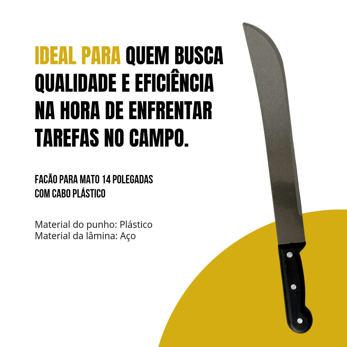 Facão Para Mato 14 Polegadas Cabo Madeia Lâmina Afiada