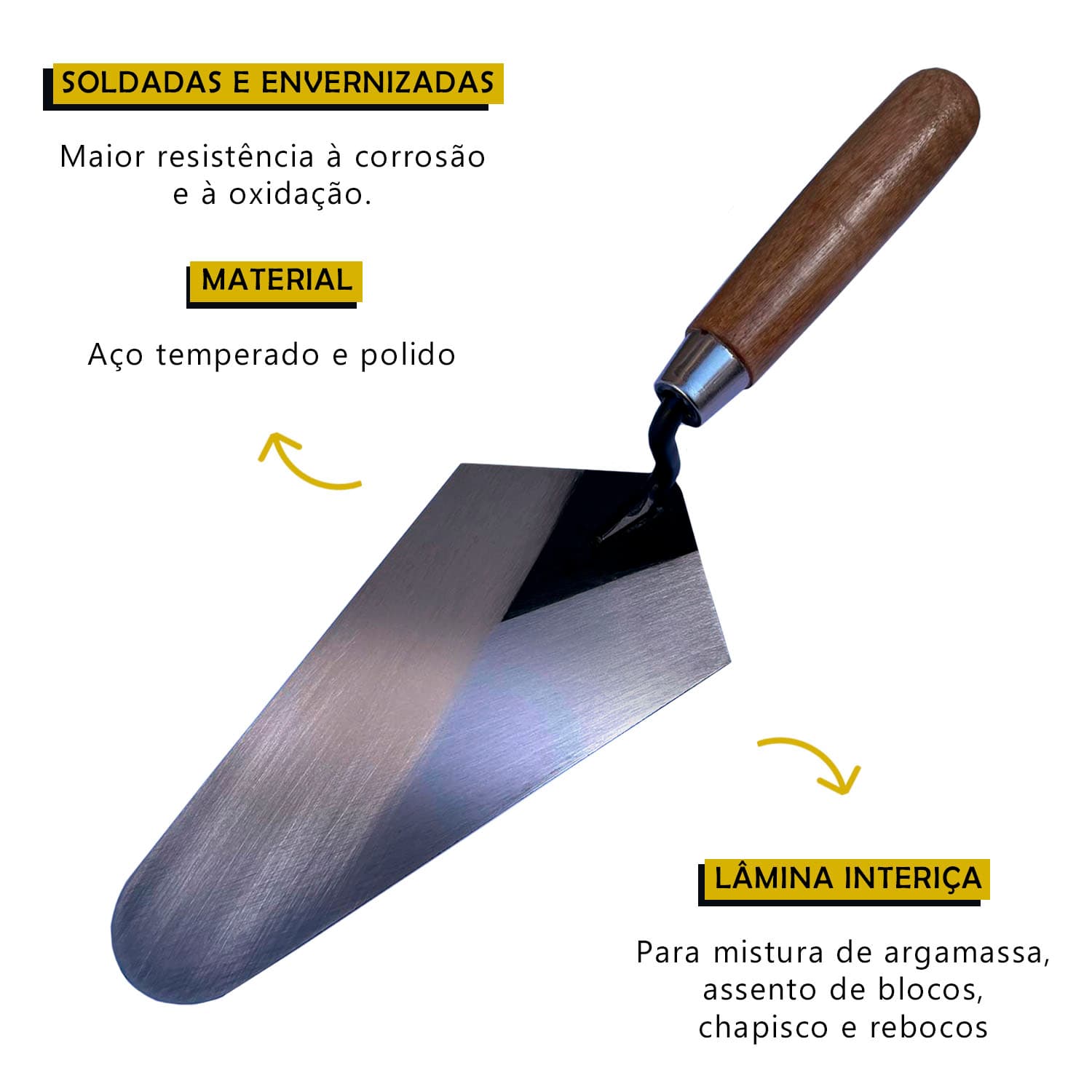 Colher Para Pedreiro Canto Reto 9” Soldada TARZA