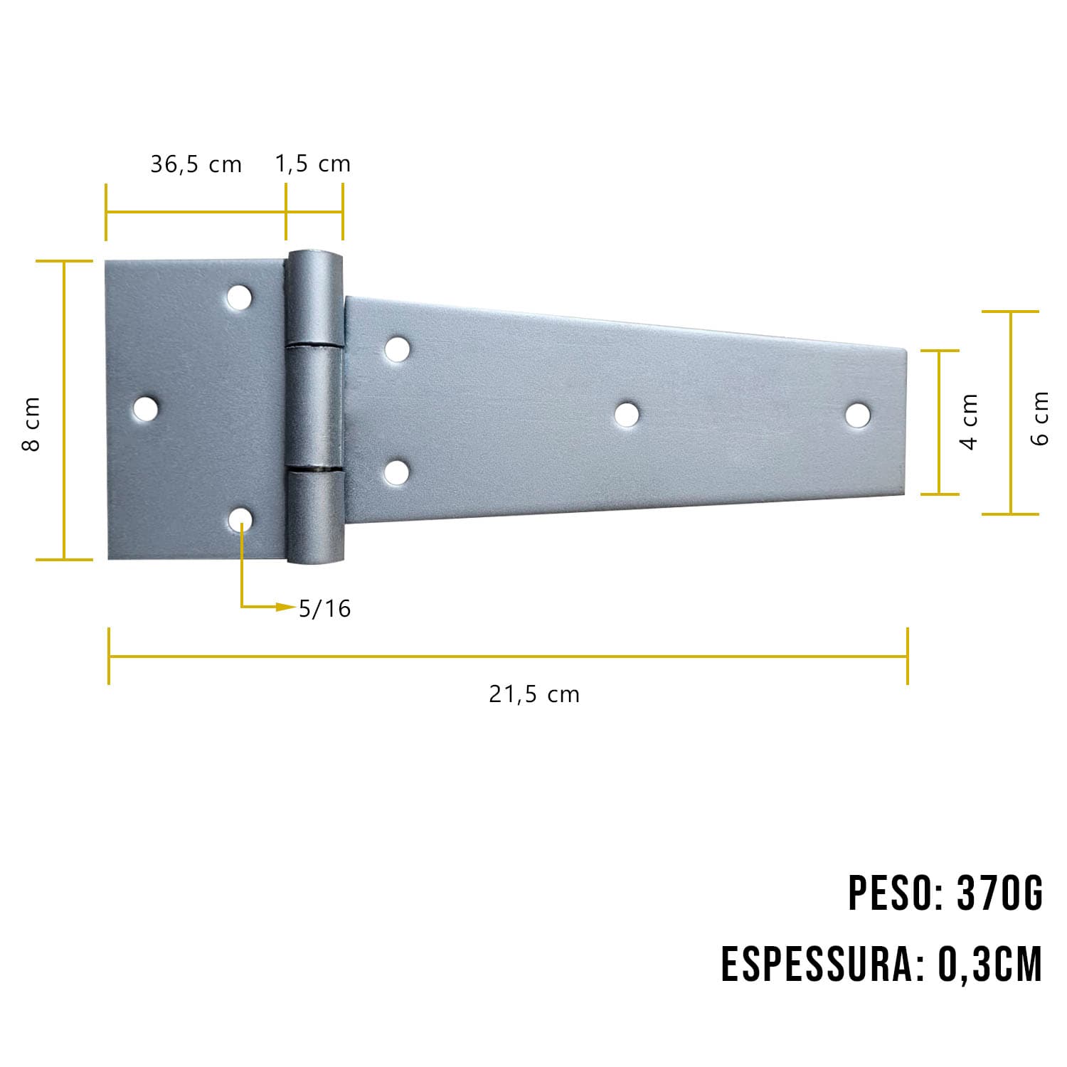 Dobradiça Leme 6 Polegadas 150mm Suporta 150 kg TARZA