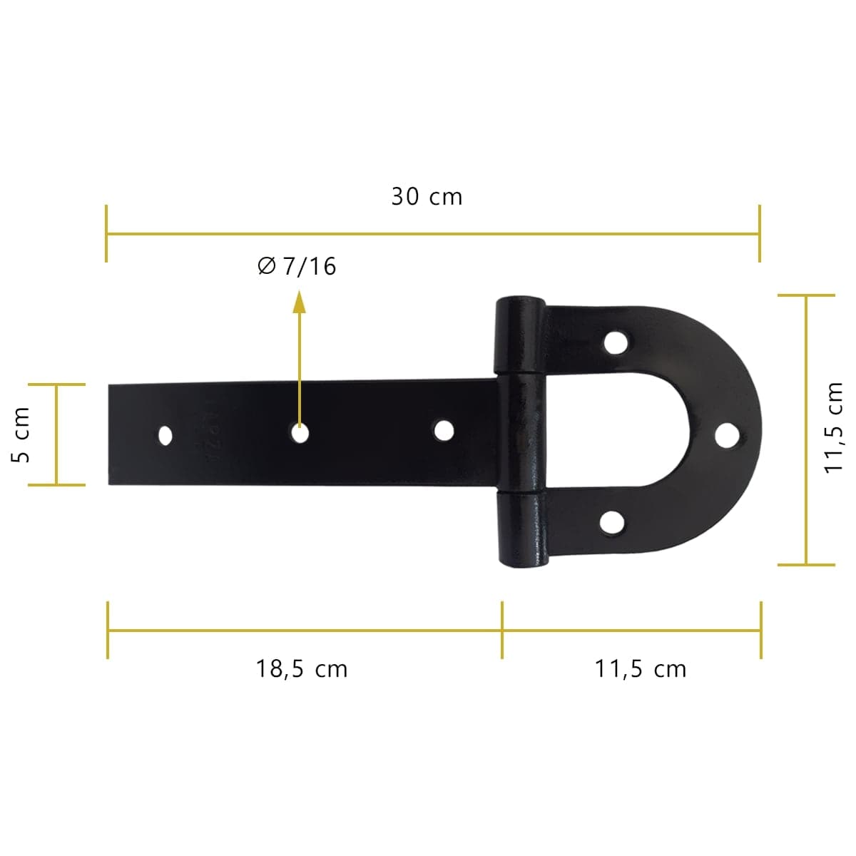 Dobradiças De Porteira Ferradura Forjadas Tarza 300mm 3 Un