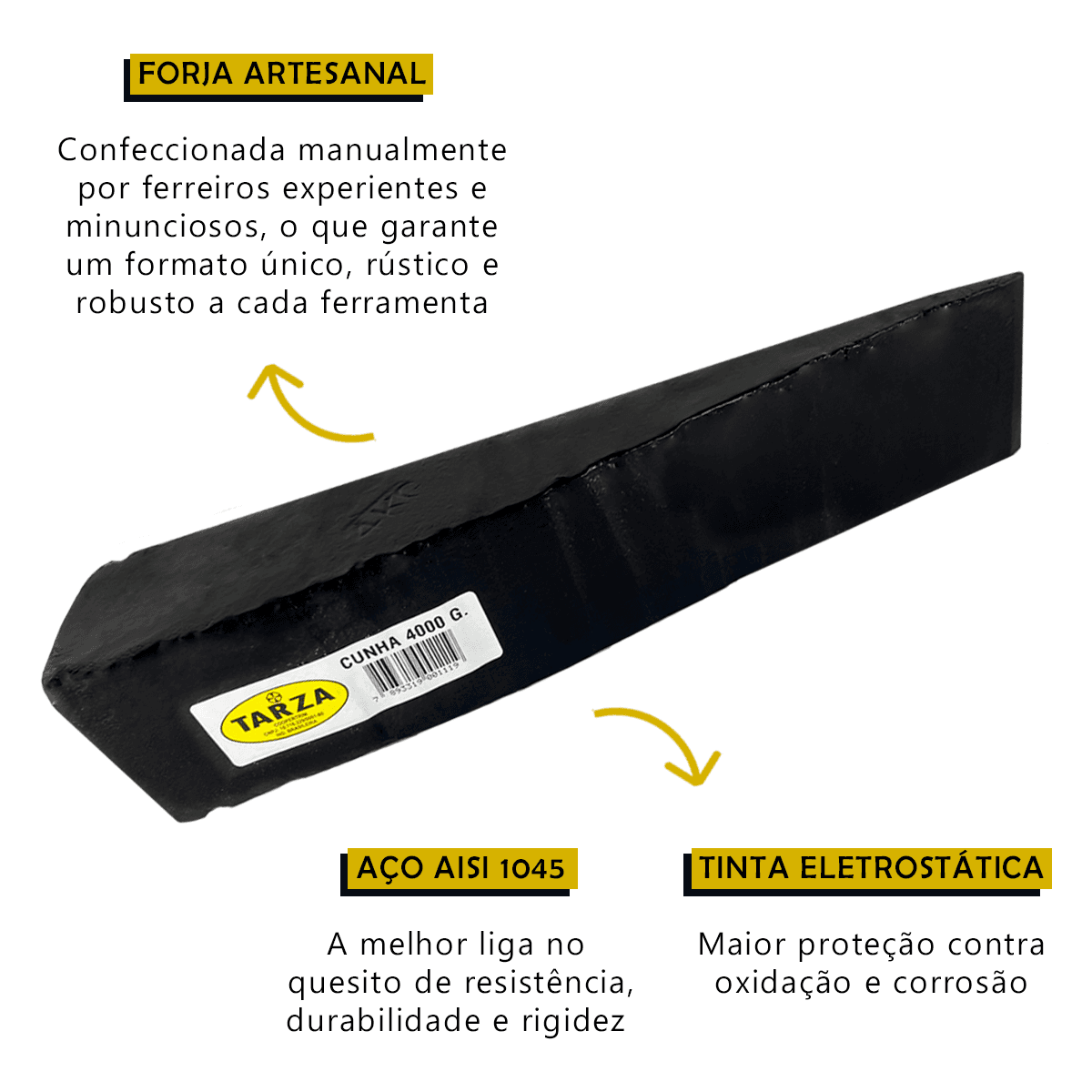 Cunha Para Rachar Lenha 4kg Forjada Tarza