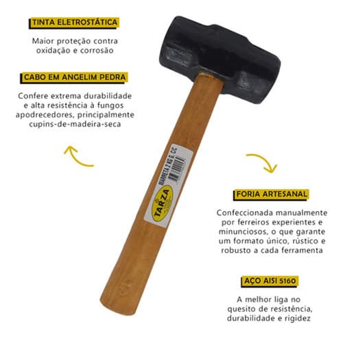 Ponteiro 12'', Talhadeira Redonda 3/4 E Marreta 2kg Kit