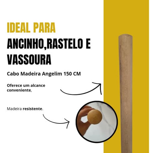 6 Cabos Para Rastelo Ancinho 150cm Madeira Angelim