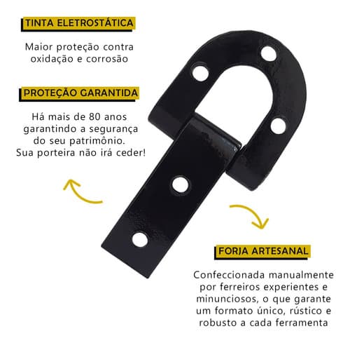 Dobradiça Porteira Ferradura Forjada 140mm Tarza - 6un