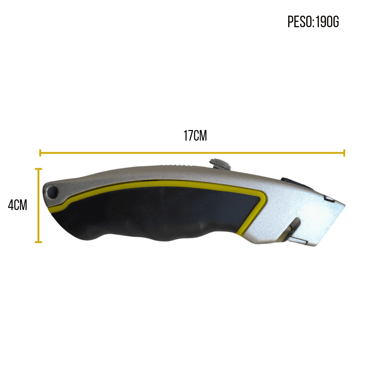 Estilete Metal Emborrachado Trapezoidal 18mm Com 5 Lâminas