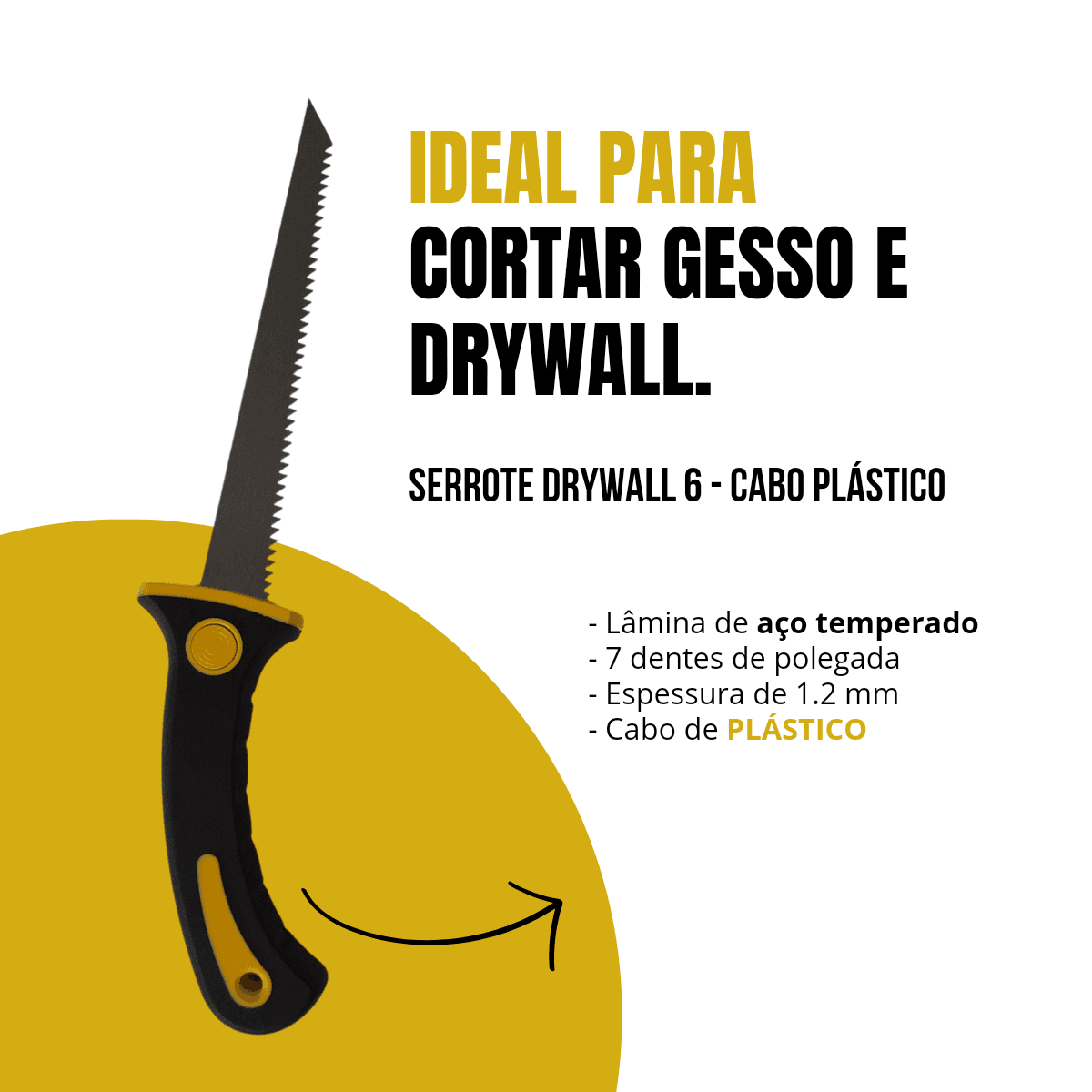 Serrote De Ponta Cabo Em Plástico 6" Drywall Gesso