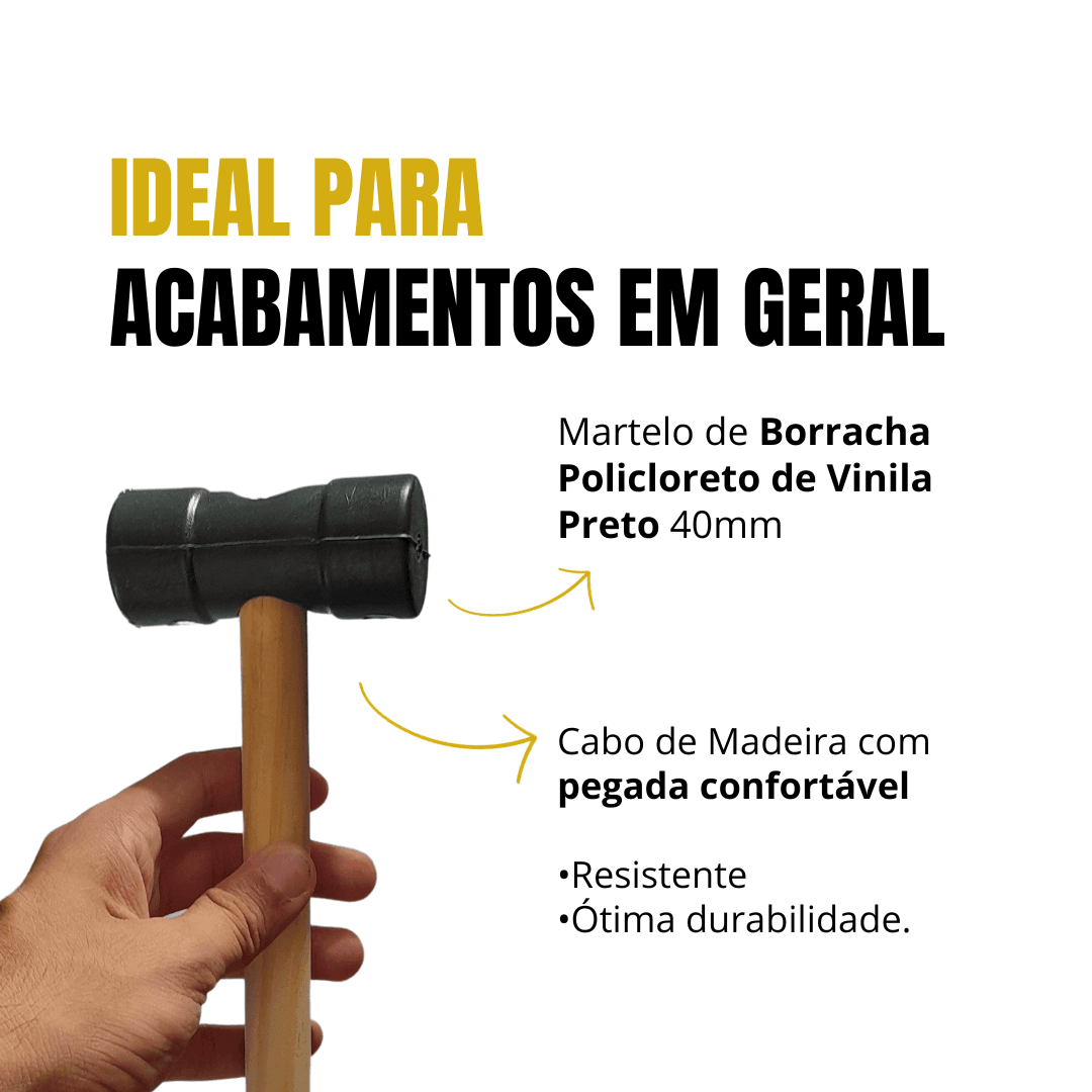 Martelo Azulejista Borracha Preto 40 mm