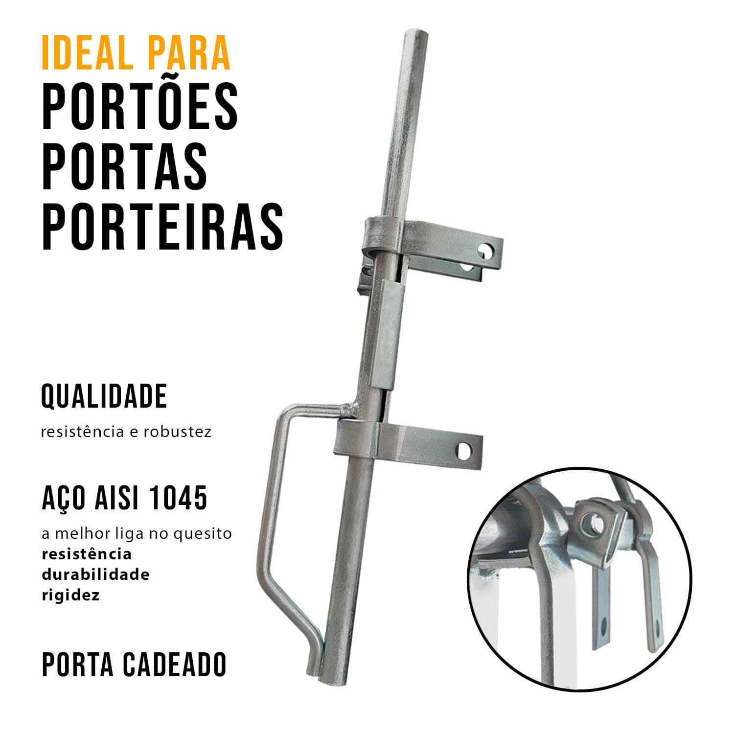 4 Dobradiça Quadrada Nº 04 + 1 Tranca Metralhadora Carabina