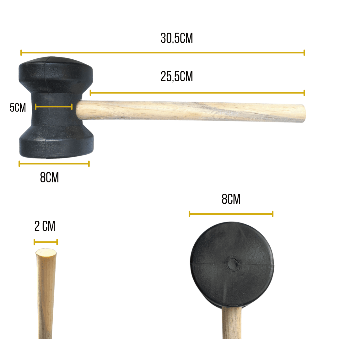 Martelo De Borracha 560g 80mm Preto Para Azulejista