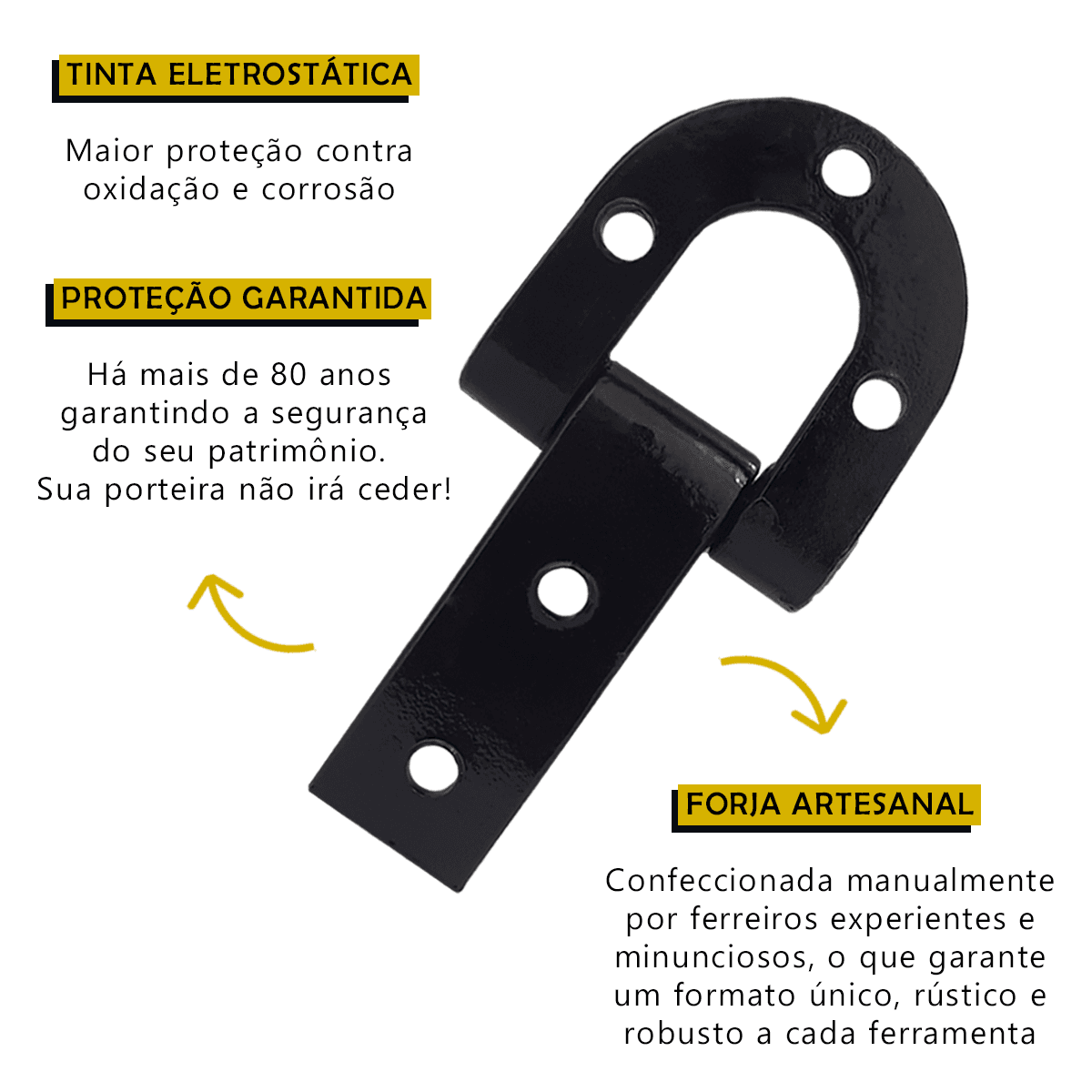 Par De Dobradiça De Porteira Ferradura Forjada 140mm Tarza