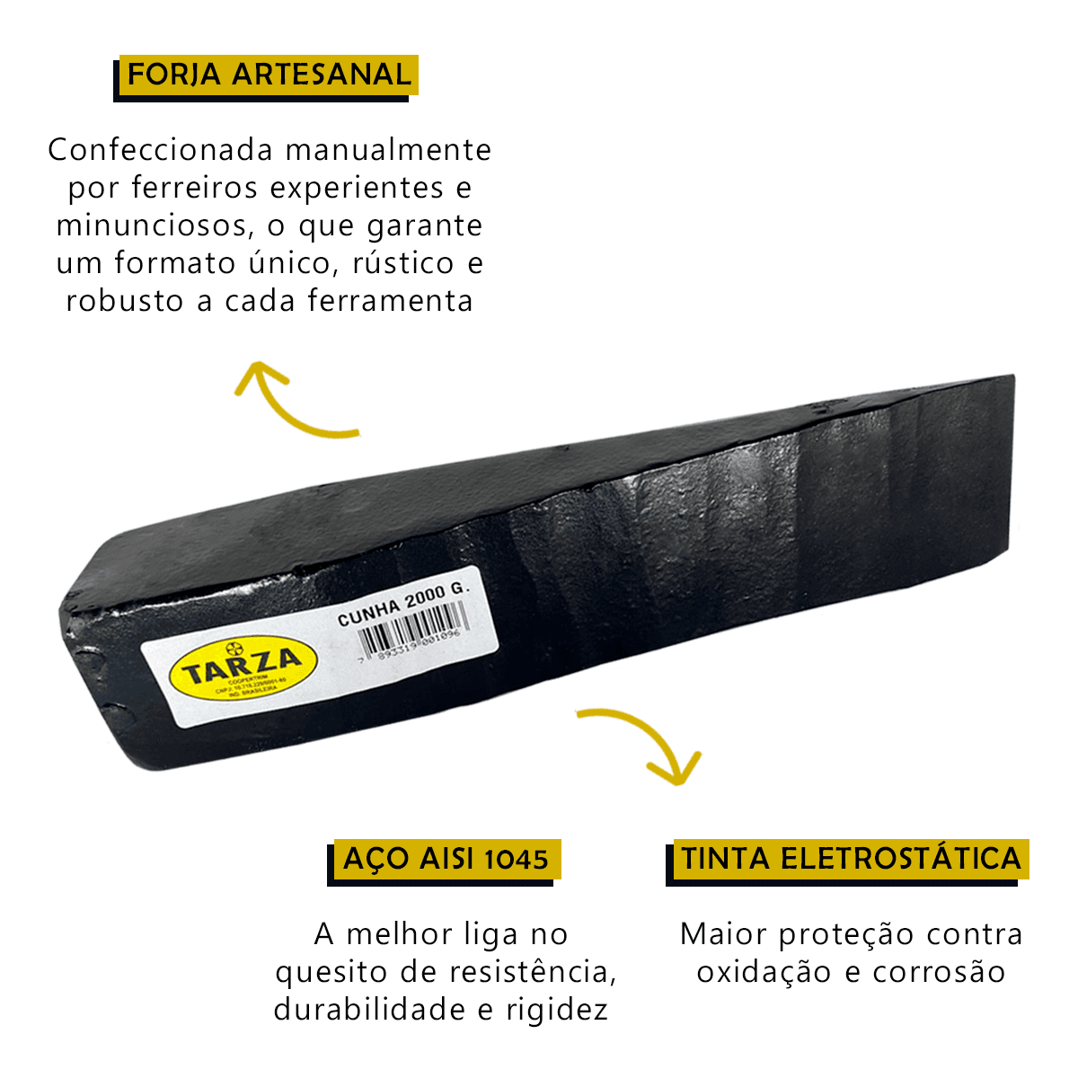 Cunha Para Rachar Lenha 2kg Forjada Tarza