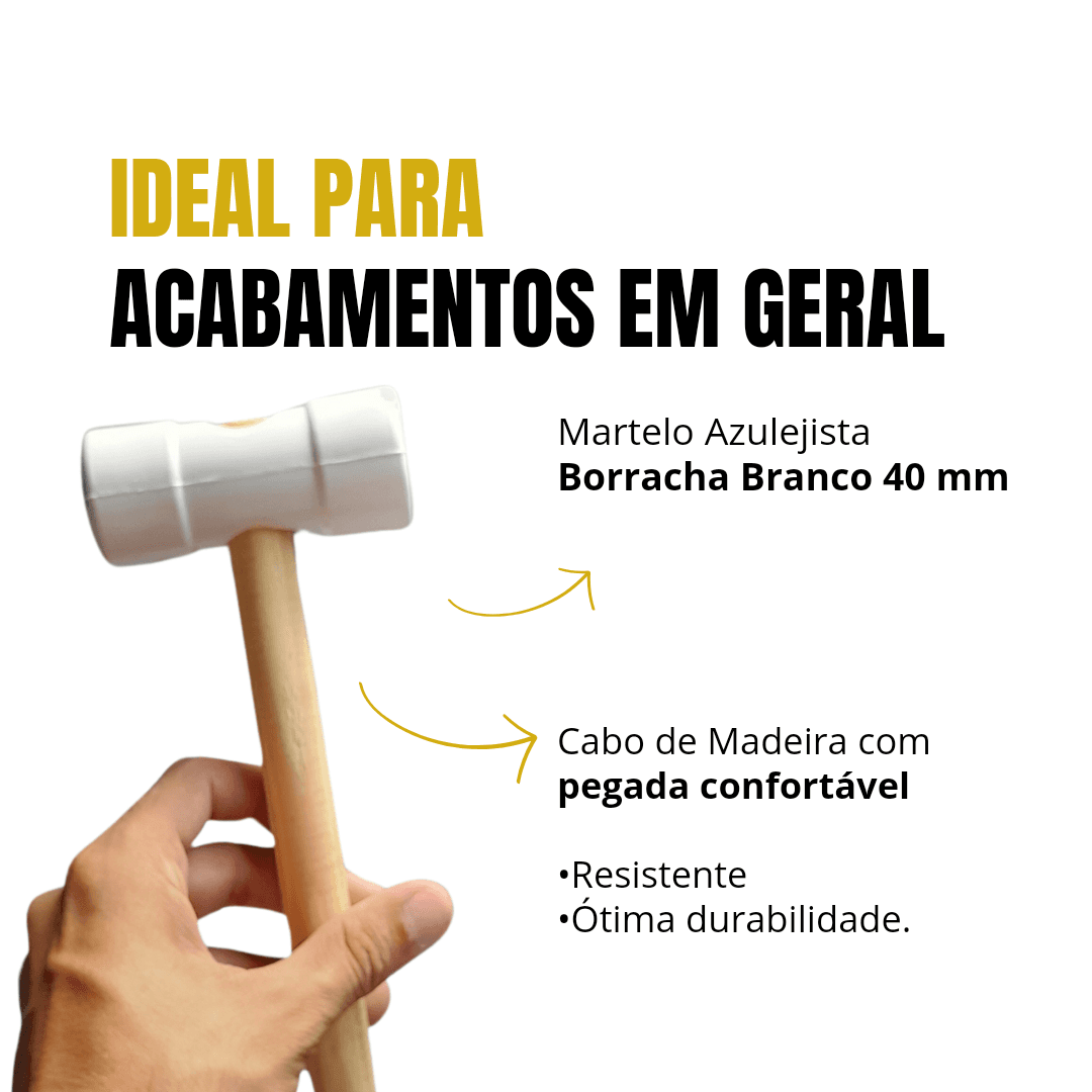 Martelo De Borracha 150g 40mm Branco Para Azulejista