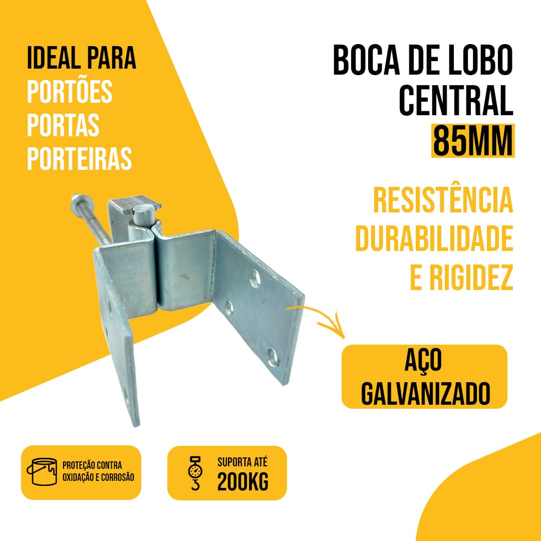 Dobradiça De Porteira Boca De Lobo Central 85 MM TARZA