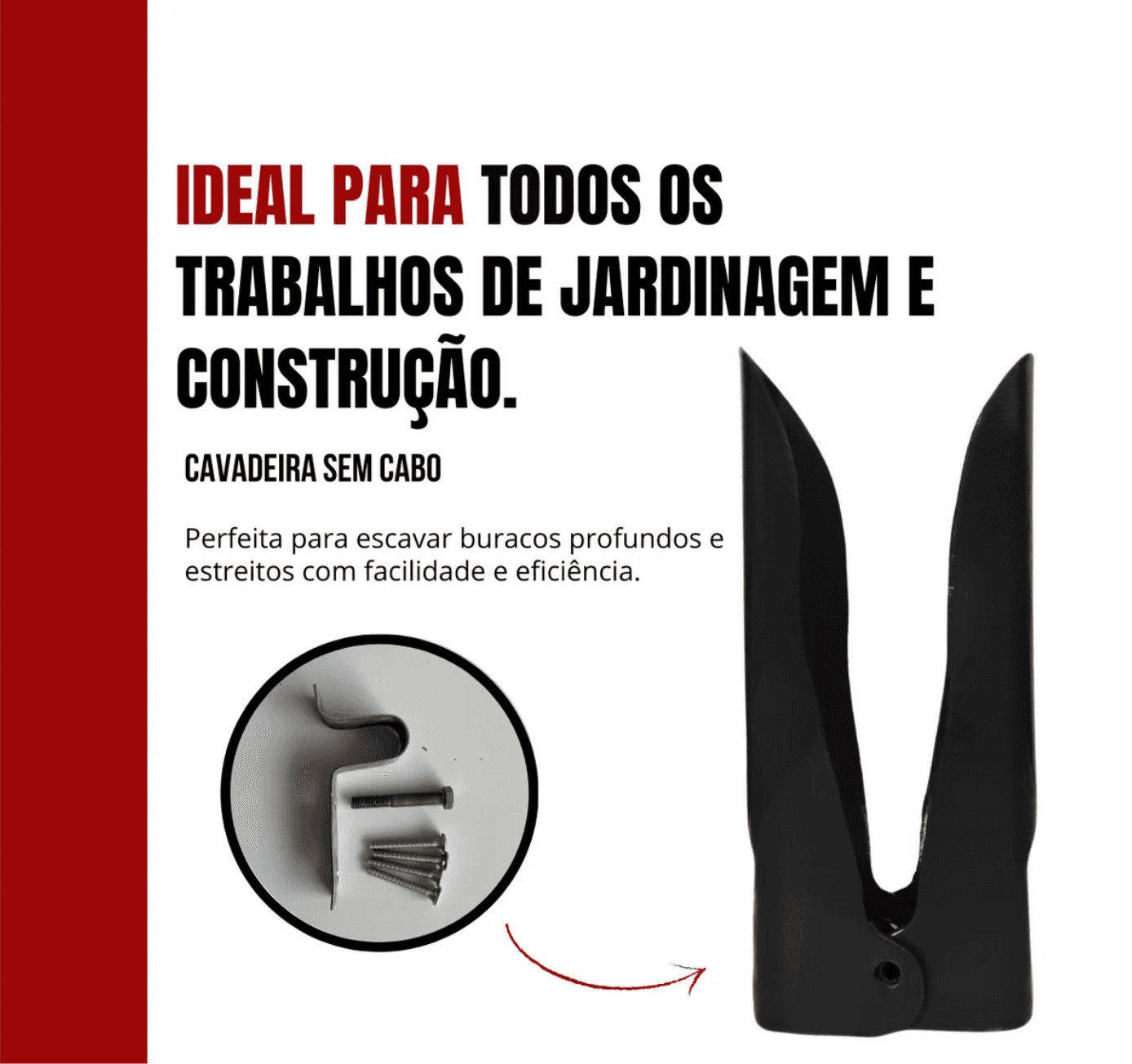 Cavadeira Articulada Standard Sem Cabo Parafusos Chapa Tarza preta