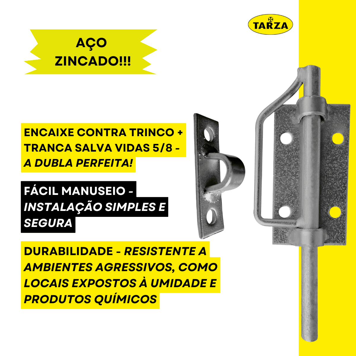 TRANCA SALVA VIDAS + ENCAIXE CONTRA TRINCO ABRAÇADEIRA  5/8"