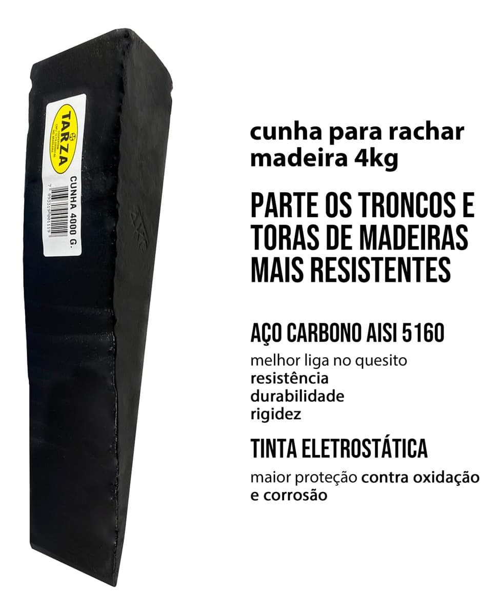 Cunha Para Rachar Lenha 4kg Forjada Tarza