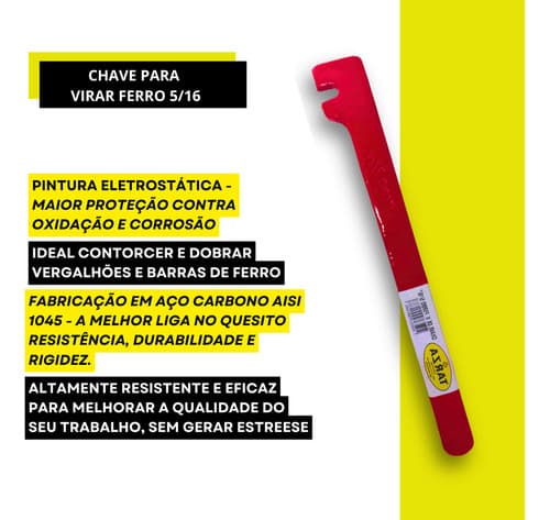 2u Chave Para Virar Ferro/ Estribo 5/16 Forjada Tarza