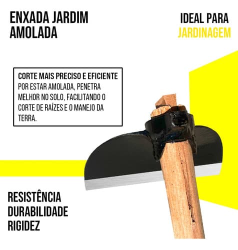 Enxada De Jardim / Horta Forjada Amolada Com Cabo