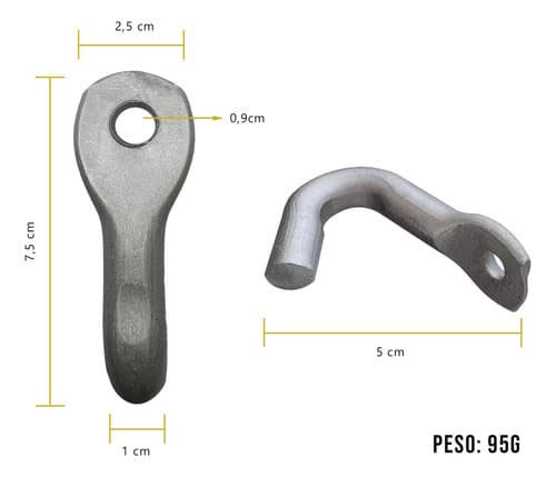 8un Gancho Para Cabo Corda Fio Ferro/aço Carga 1 Furo Tarza