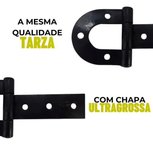 Par De Dobradiça Ferradura Forjada 250mm + Parafuso 3/8