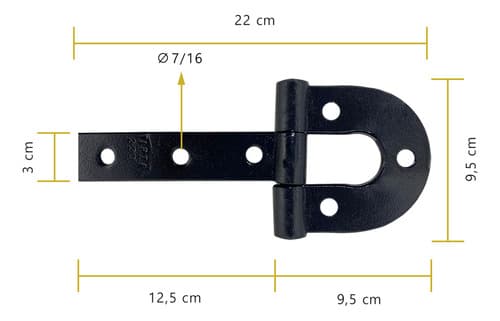 3un Dobradiça Ferradura 220mm + Tranca Metralhadora Tarza