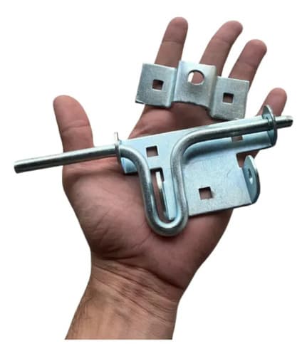 02 Un Ferrolho Reversível Galvanizado P/ Porteiras E Portões Cinza-escuro