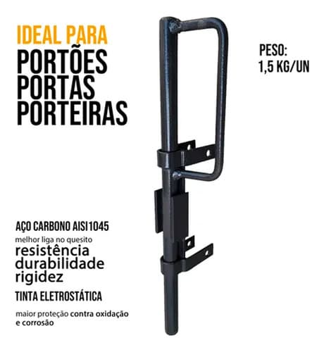 50un Tranca Metralhadora 30un Dobradiça Ferradura 250mm