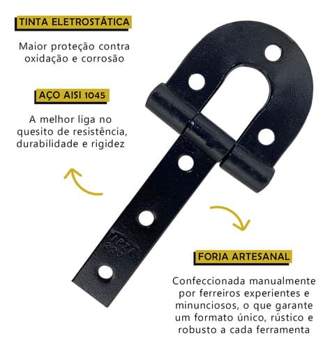 10 Un Dobradiça Ferradura 220mm Para Porteira Tarza